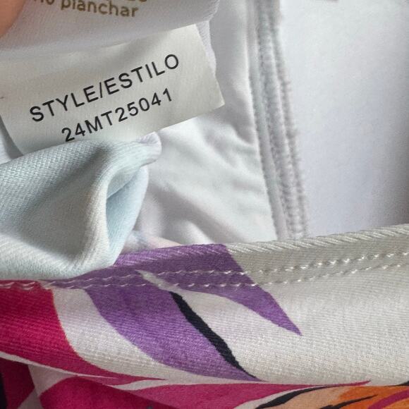 Anne Cole Twist-Front Bandeau Tankini Top White Floral Print Size M NWOT - Picture 9 of 10